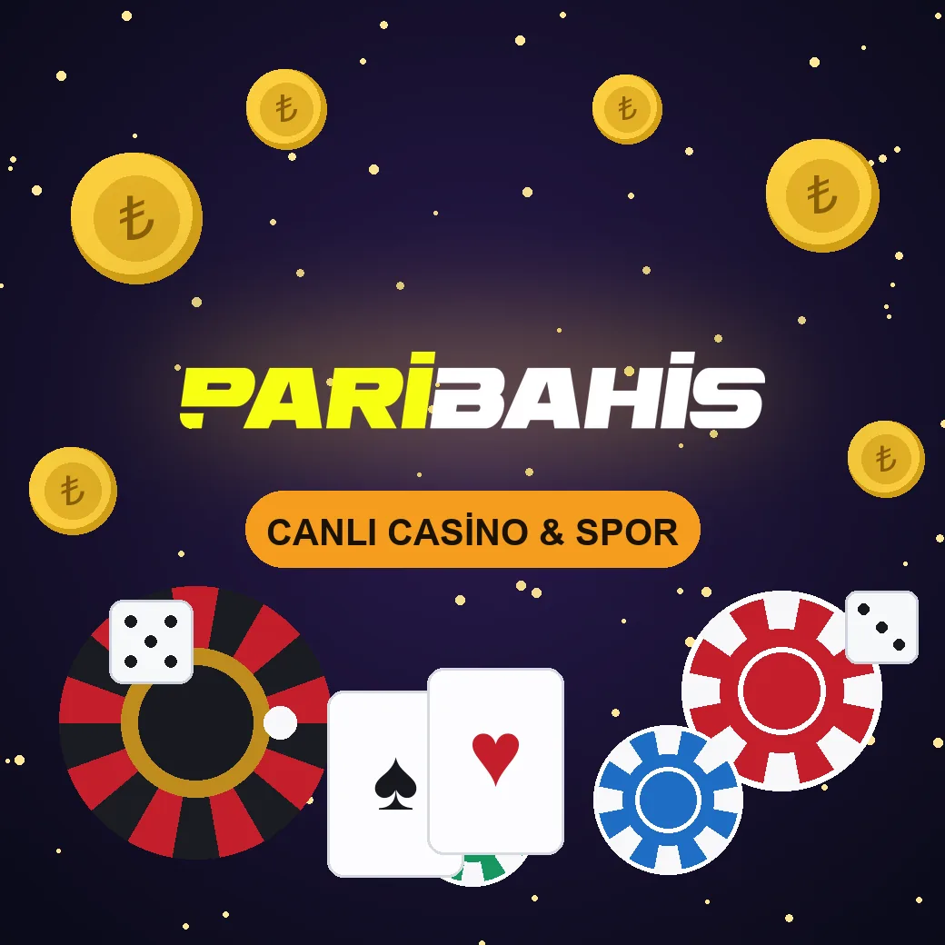 Paribahis casino markası için modern renkler ve oyun tarzıyla hazırlanmış parlak ve dinamik tanıtım banner'ı